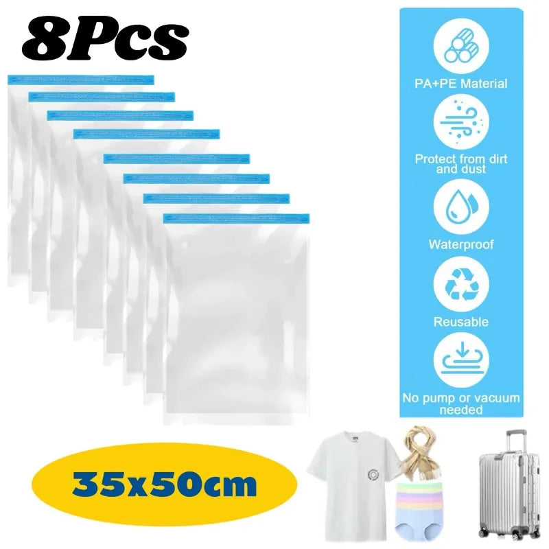 Thickened Vacuum Hand Roll Storage No Need for Pumping Compression and Sorting Bag Portable for Home Use Travel Luggage Clothing