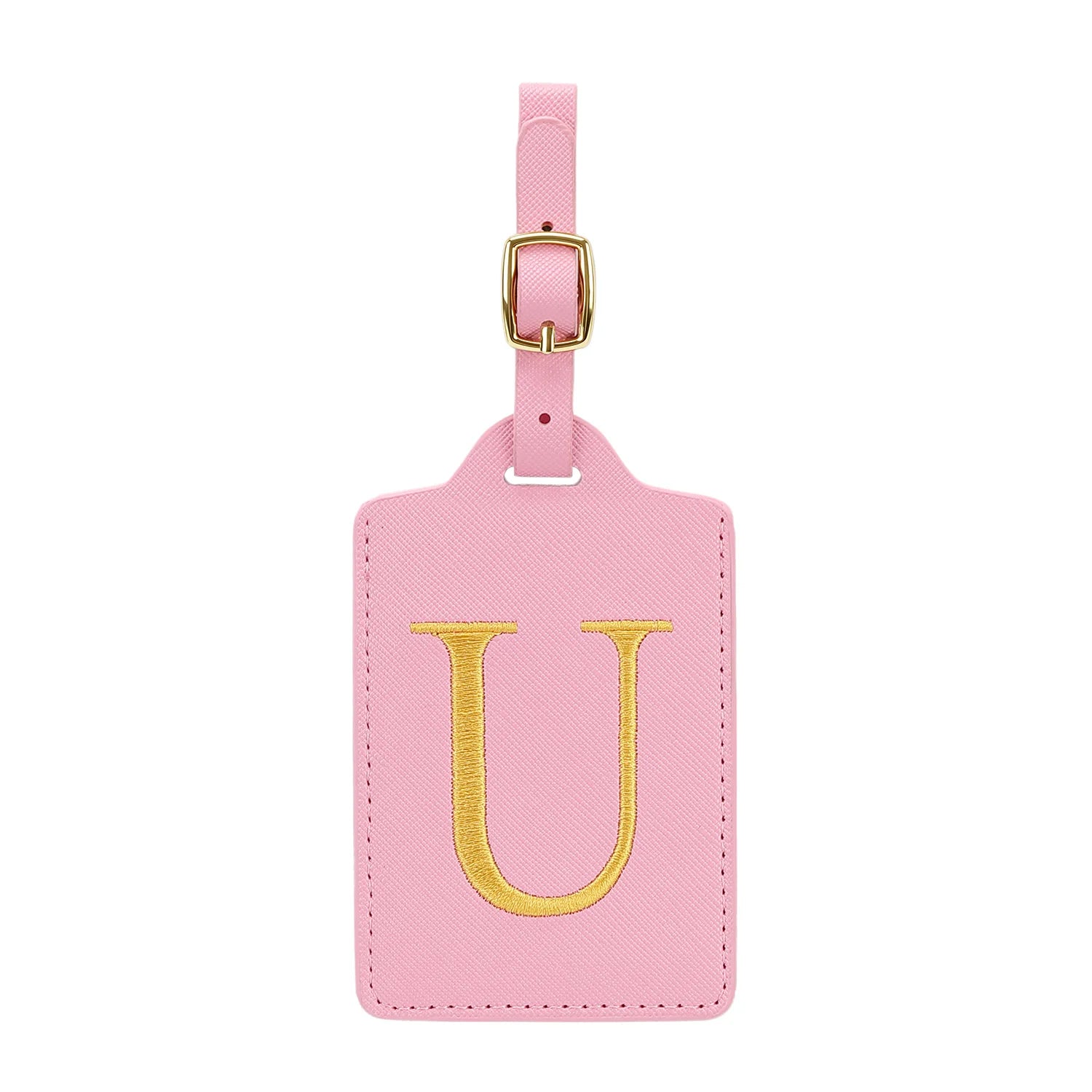 MIYIN 26 letters Luggage Tags for Suitcases PU Leather Privacy Protection Bag Tags Travel Accessories Essential, Pink
