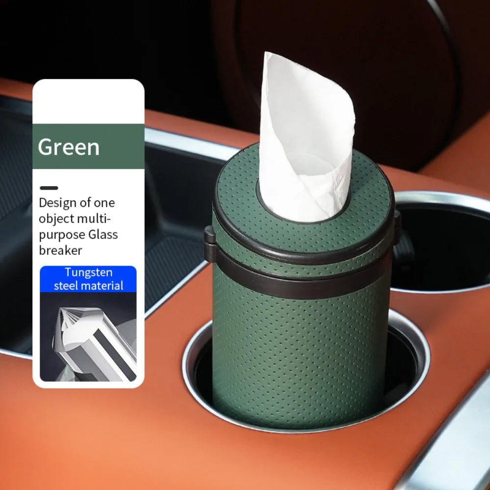 Durable Round Car Tissue Box Portable Multifunction Paper Storage Box Safety Broken Window Tissue Cup Universal