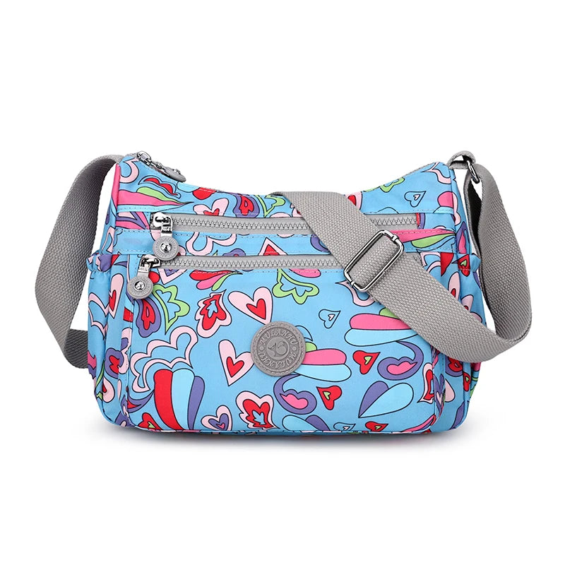Women's Lightweight Nylon Crossbody Bag with Multiple Pockets Tote Purse Shoulder Handbag Travel Bag for Daily Use