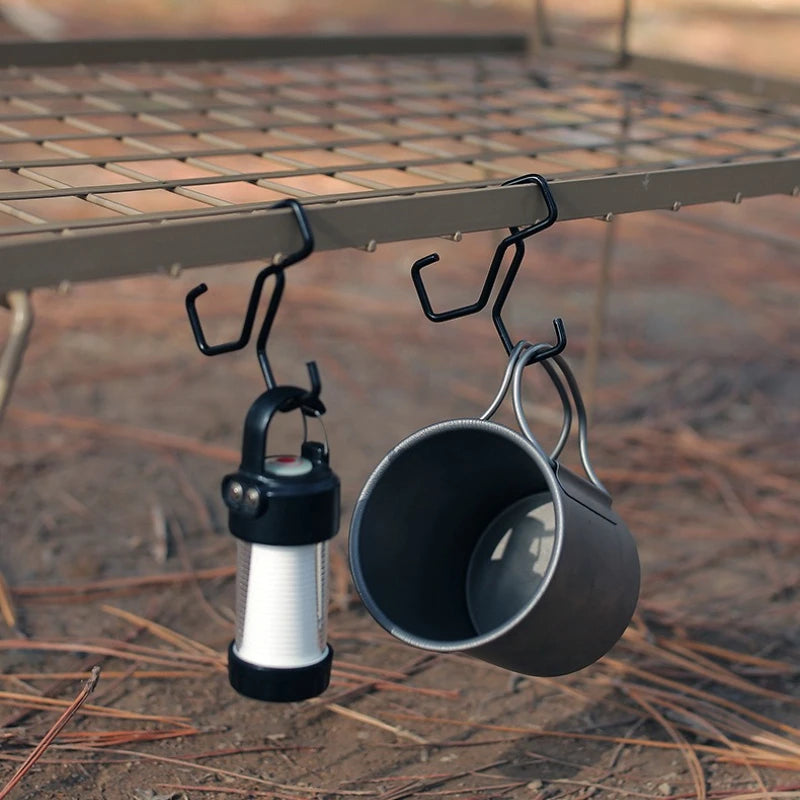 1pc Dual Outdoor Foot Storage Hook﻿ Black S-hook Portable Ultra Lightweight Anti slip S-shaped Hook