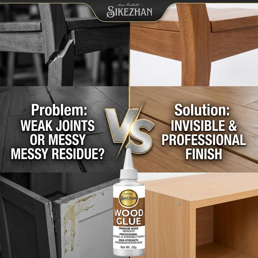 SIKEZHAN Wood Glue 50g - Premium Sandable and Stainable Wood Adhesive, Strong Interior & Exterior Bond for DIY Crafts & Repairs
