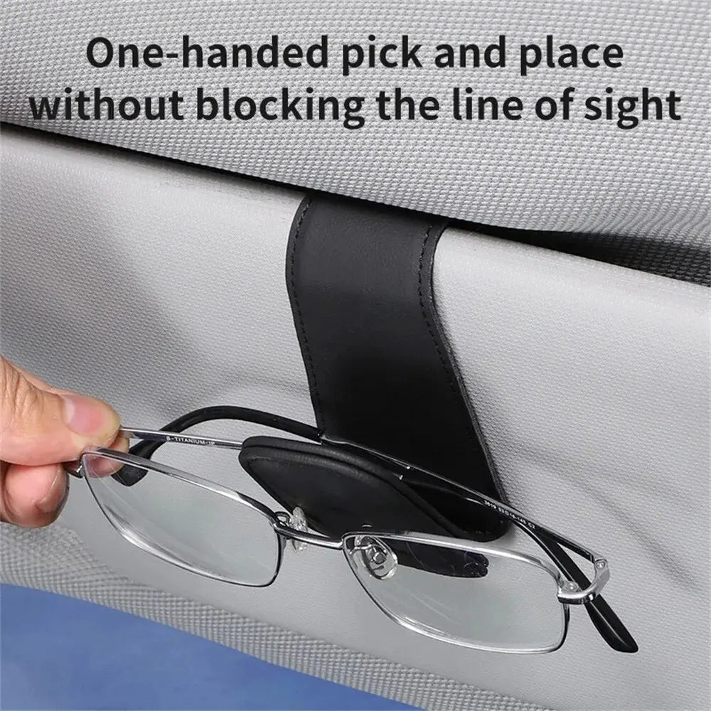 Universal Car Auto Sun Visor Eyeglass Hanger Clip Leather Glasses Holder Magnetic Multi-Function Automobile Accessories Storage
