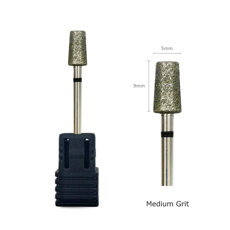 HYTOOS 5mm Large Tapered Barrel Cuticle Clean Nail Drill Bit, Titanium Russian Diamond Nail Bits Nail Cleaner Accessories Tool