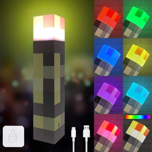 LED Light Figure Toys Game Torch Lamp Night Light Game Merchandise M C Torch Light Model Ambient Decorative Light Birthday Gifts
