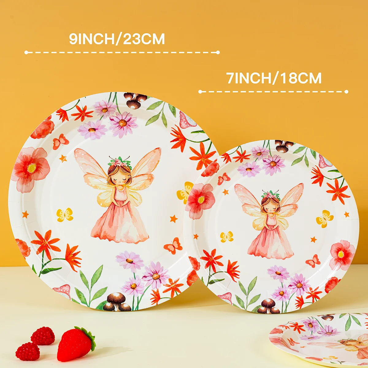 10/25/50pcs Floral Fairy Princess Paper Plates Disposable Butterfly Print Plates for Girls Enchanted Garden Party