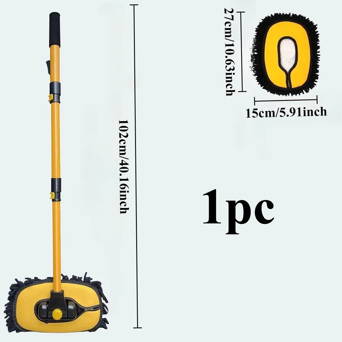 Long-handled car wash brush, microfiber cleaning products with a 15° curved extension rod, yellow, truck cleaning products