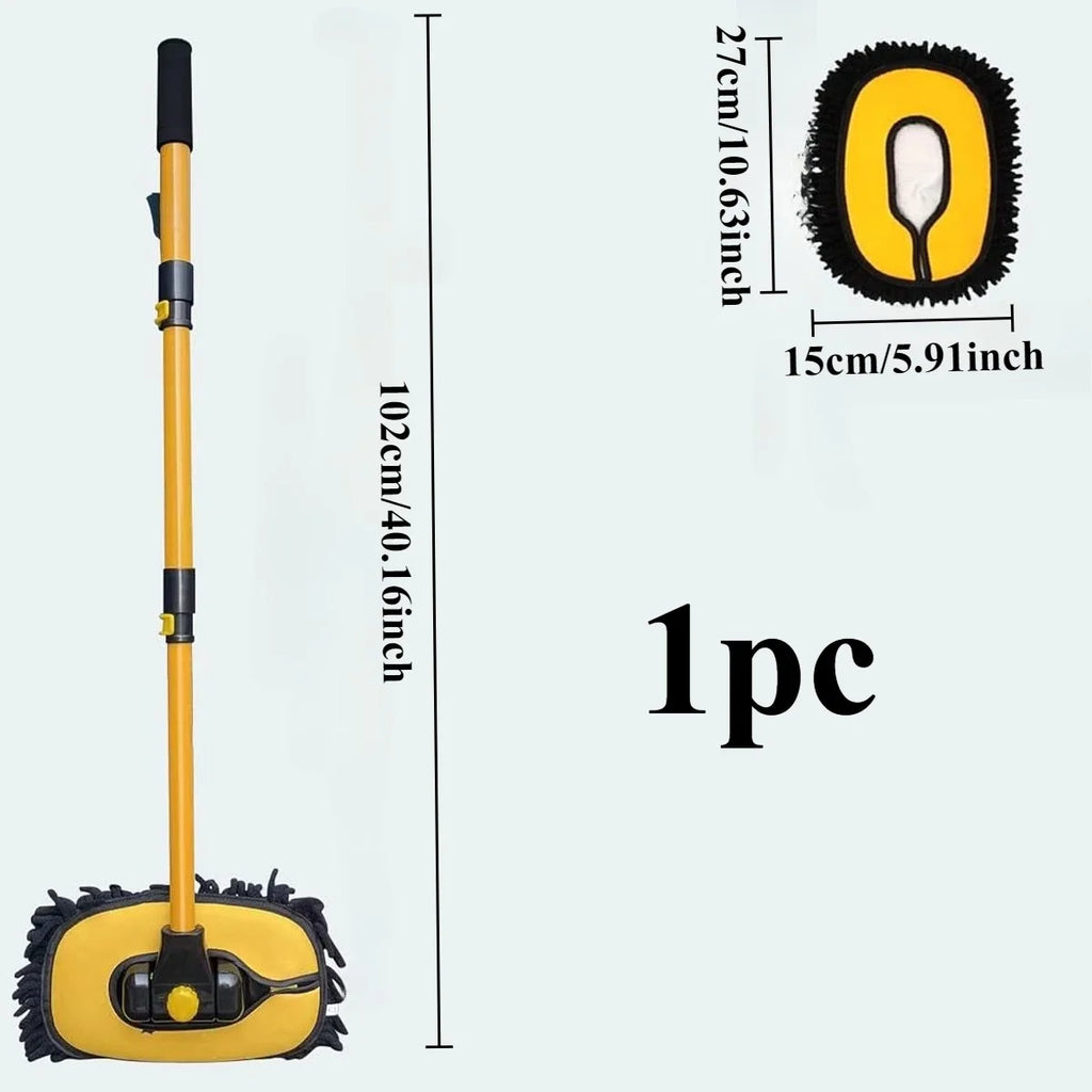 Long-handled car wash brush, microfiber cleaning products with a 15° curved extension rod, yellow, truck cleaning products