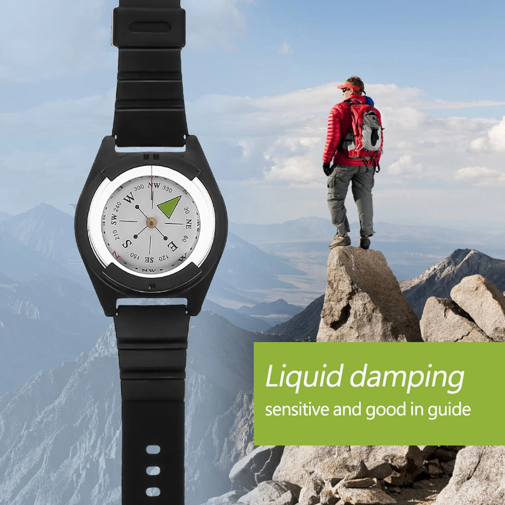 Mini Compass Wrist Compass Watchband Compass Outdoor Mini Lightweight Wristwatch ABS  Rubber Watchband Tool Accessory