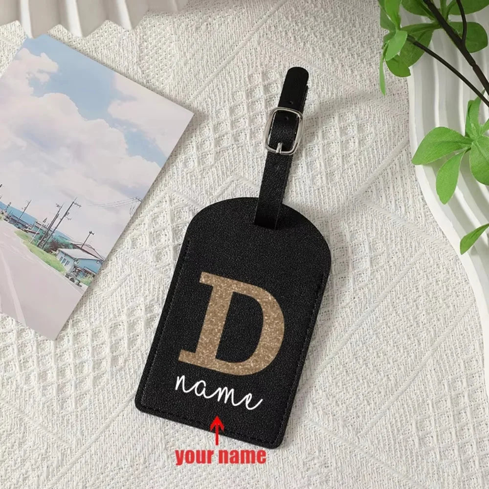 Personalized Simple A-Z Initial Custom Name Luggage Tag, Durable Creative Travel ID Card Holder, Ideal Travel Gift