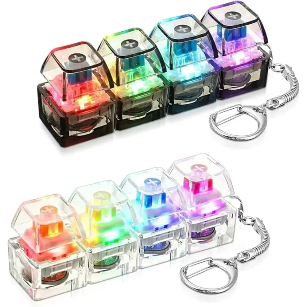 /*LED Keyboard Keychain Fidget Toys Crystal Clicker Sensory Toy for Stress Relief Keyboard Keychain Fidget Gadget for Adults Kid