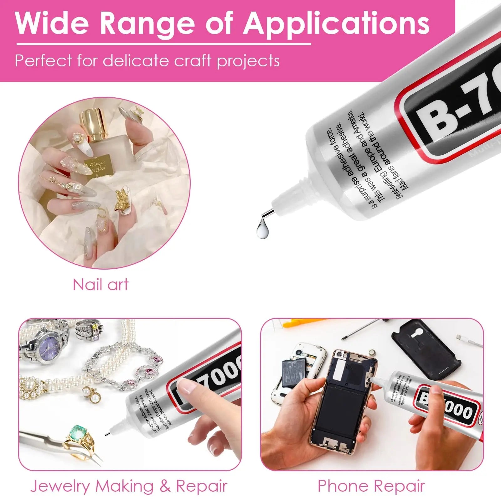 25-piece set of Mini B7000 Portable Mobile Phone Jewellery Adhesive (15g/0.5 fl. oz) – Clear and Waterproof