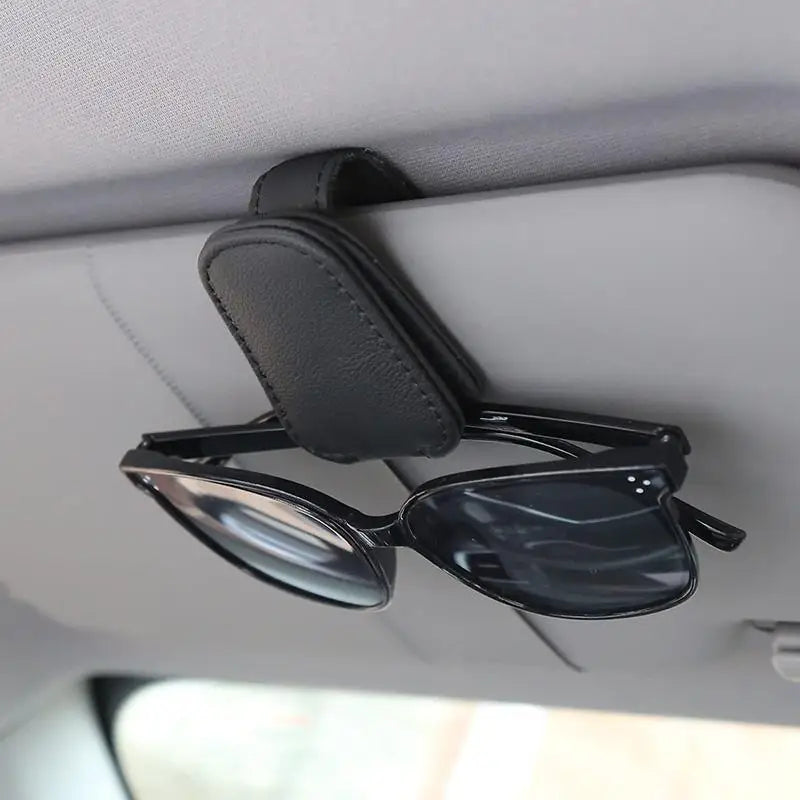 Magnetic Car Sunglasses Holder Clip, Premium Suede Leather Anti-Slip Glasses Organizer, Easy To Install Sun Visor Clip