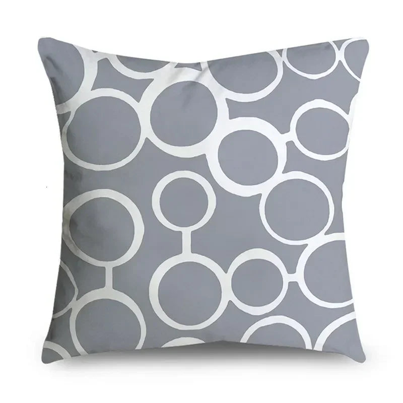 Gray Striped Geometric Double-sided Printed pillow cover Short plush Suitable living rooms bedrooms sofas throw cushion cover