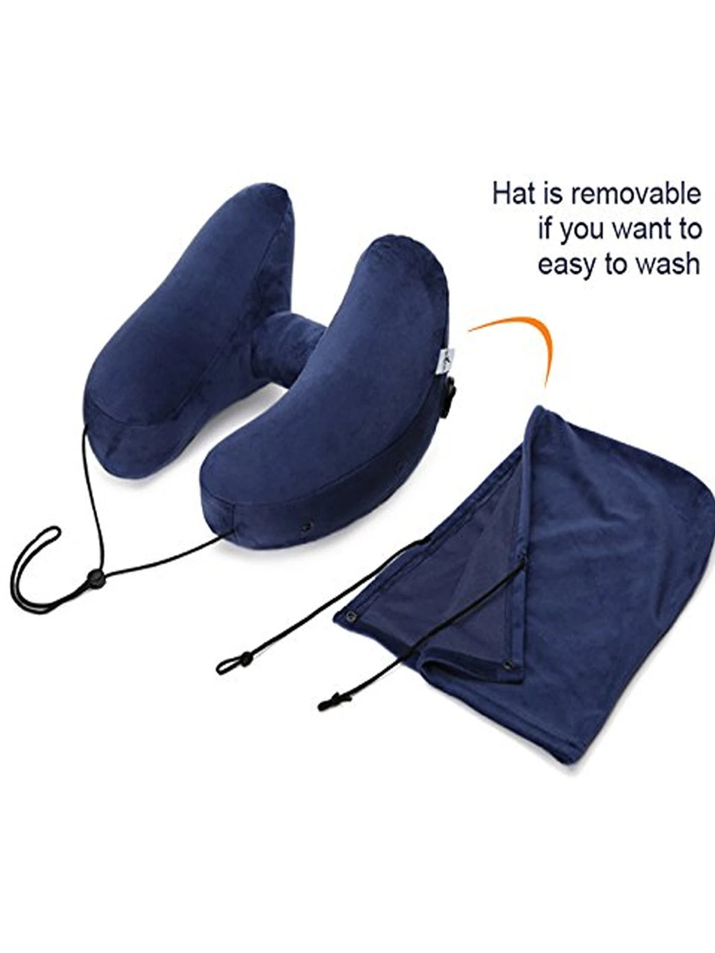 1PC Neck Pillow Travel Inflatable U-shaped Pillow H Hooded Aviation Neck Pillow with a Blackout Windproof Cap Portable