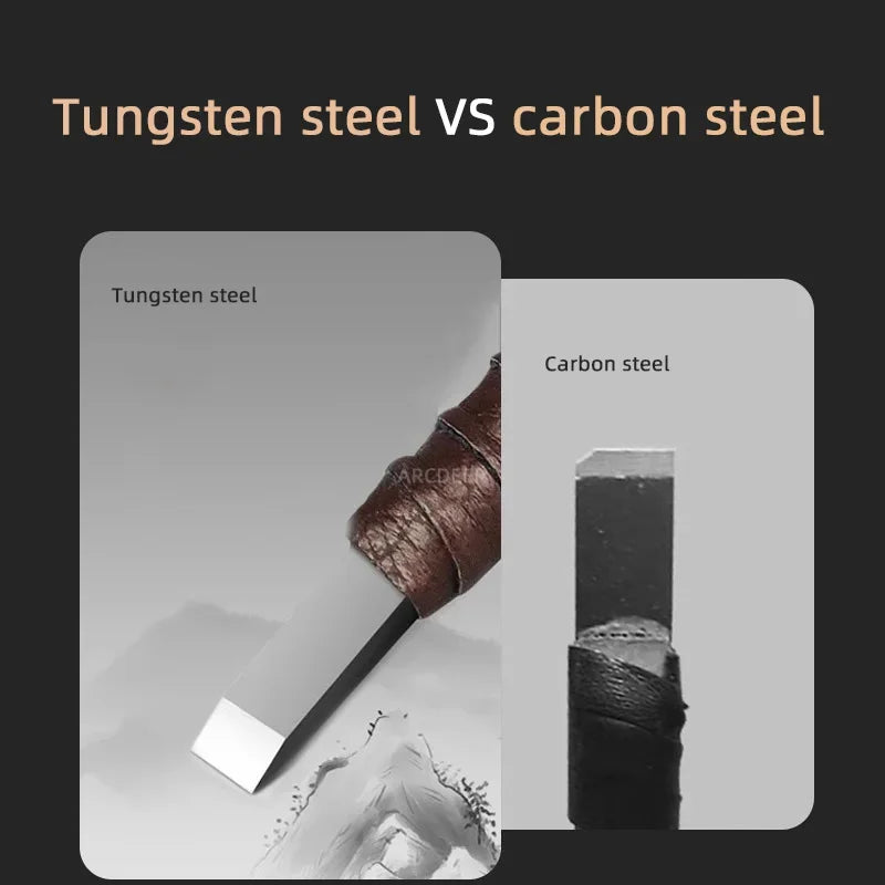 3/8/10 Pcs Tungsten Steel Stone Engraving Kit Professional Chisel Wood Seal stone Carving Cutting Blade Hand Tool Set