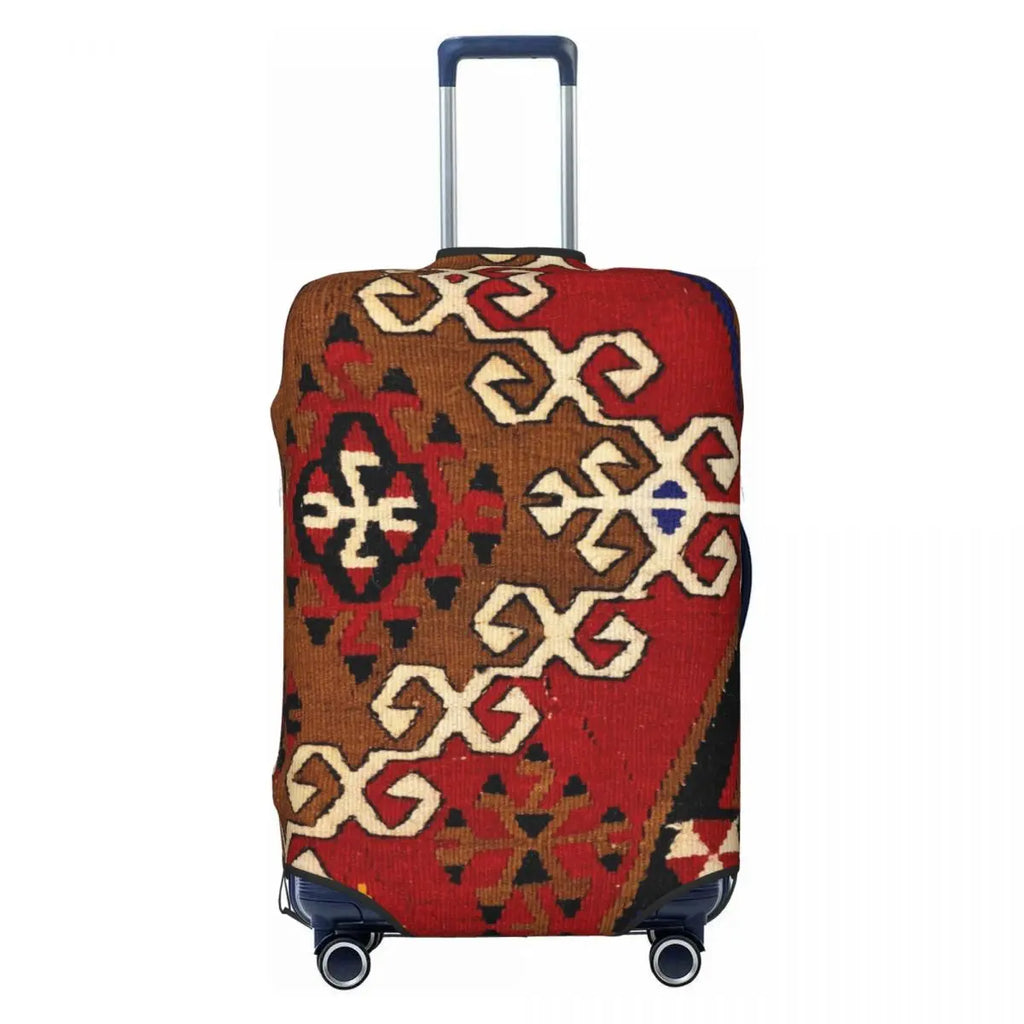 Vintage Turkish Kilim Suitcase Cover Washable Bohemian Geometric Diamond Tribal Ethnic Art Luggage Covers Protector
