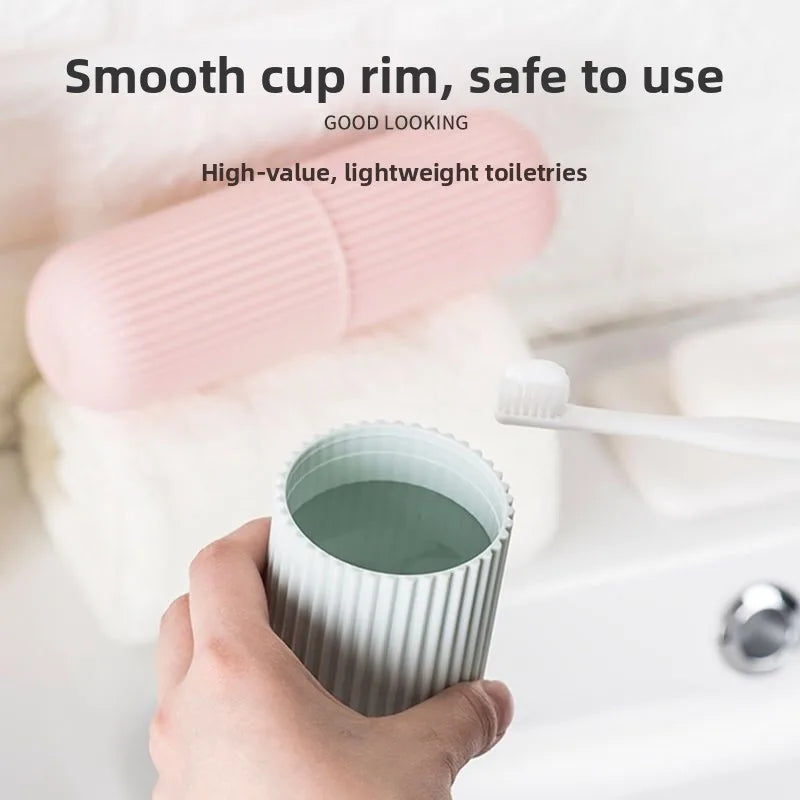 Striped Portable Travel Toothbrush Cup Set, Nordic Simple Mouthwash Cup Toothbrush Holder for Outdoor Washing Care