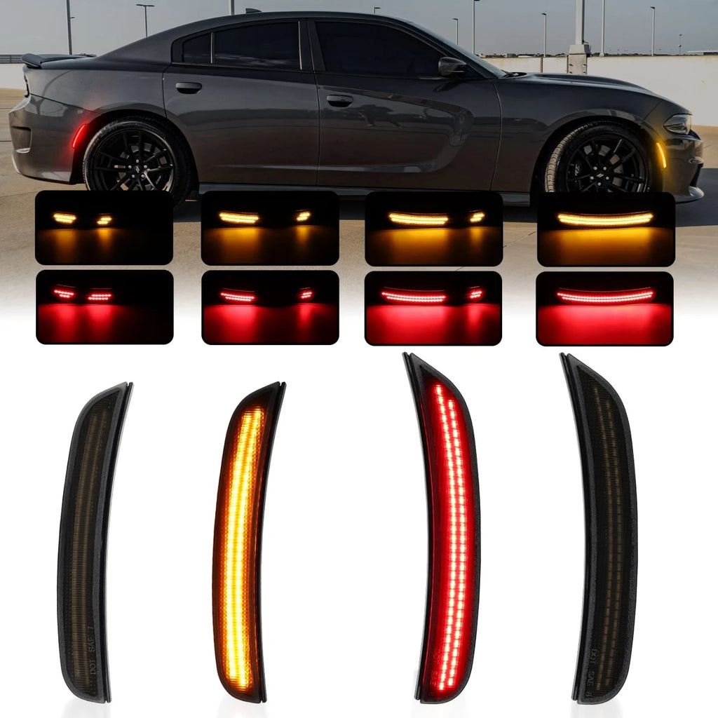4Pcs/set LED Side Marker Light Front Rear Bumper Fender Lamp for Dodge Charger 2015-2023