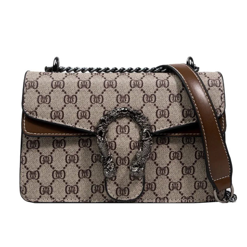 Fashion trend retro printed chain bag popular underarm crossbody shoulder bag