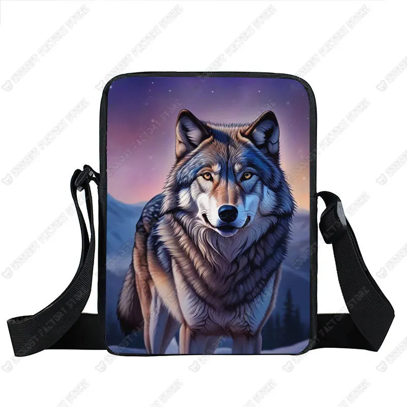 Howling Wolf Pattern Crossbody Bags Wolf Under The Moonlight Women Handbag Shoulder Bags Messenger Bag Key Phone Holder Book Bag