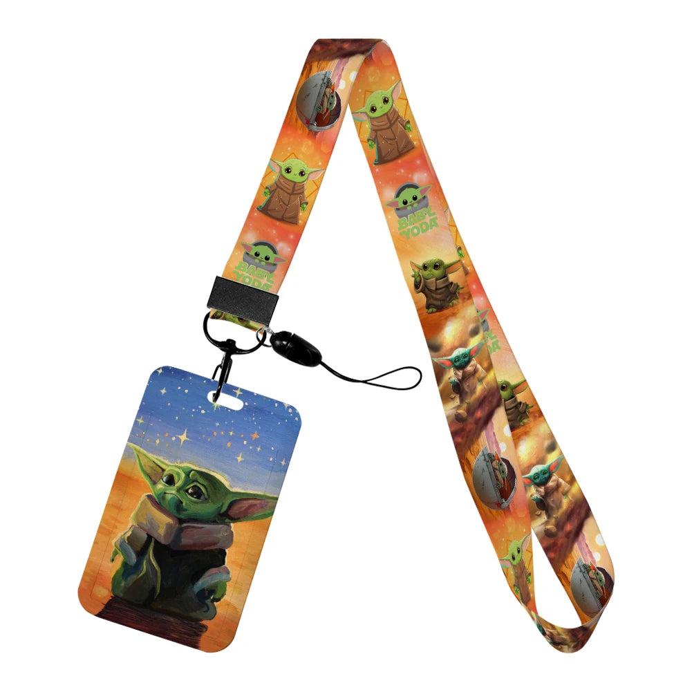 Cartoon Yoda Disney Card Holder Lanyards Minnie Card Holders Neck Strap for Keychain Kids Door Badge Holder Boy Girl Card Case