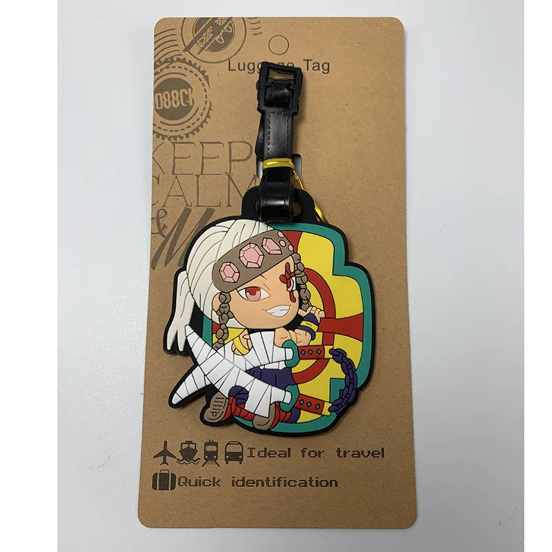 Anime Demon Slayer Luggage Tag Travel Portable Baggage Boarding Label Silica Gel ID Addres Holder Luggage Individuality Tags