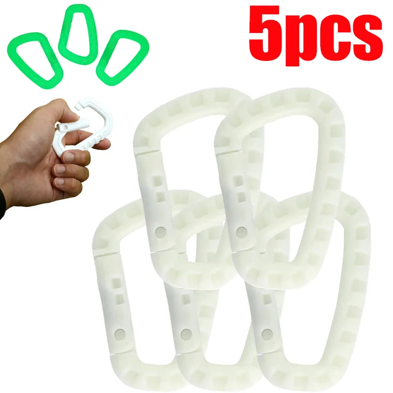 Night Visibility Carabiner Glow in Dark D Shape Luminous Clip for Camping Hiking Backpack Keychain Night Gear Backpack Safety