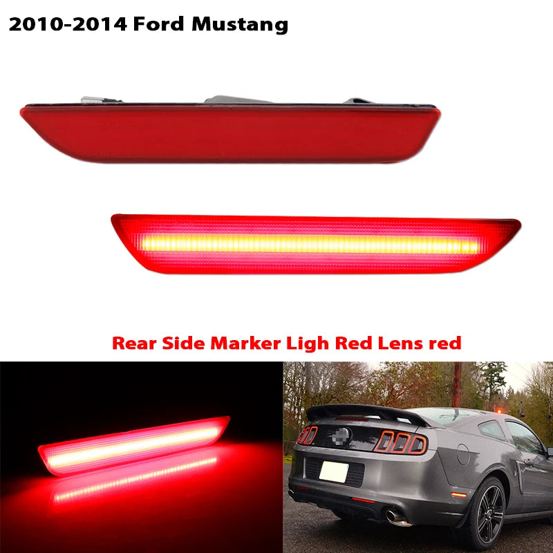 iJDM For 2015-2023 Ford Mustang Red/White Rear Side Fender Marker Light Parking Light/Driving Lights,OEM Sidemarker Lamps 12V