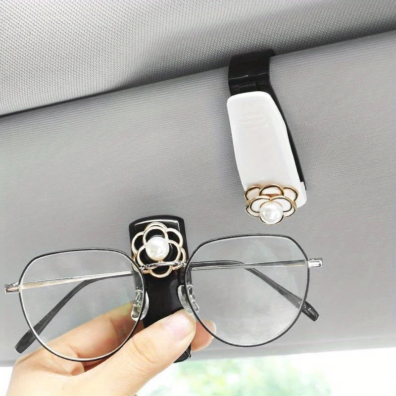 1pc Portable Car Glasses Cases Ticket Card Clamp Bear Flower Decoration Sun Visor Holder ABS Eyeglasses Sunglass Holder