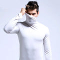 2026 Autumn Winter Men's High Neck T-shirt Slim Fit Fashion High Elastic Long Sleeve Cotton Casual Breathable Apparel Pullover