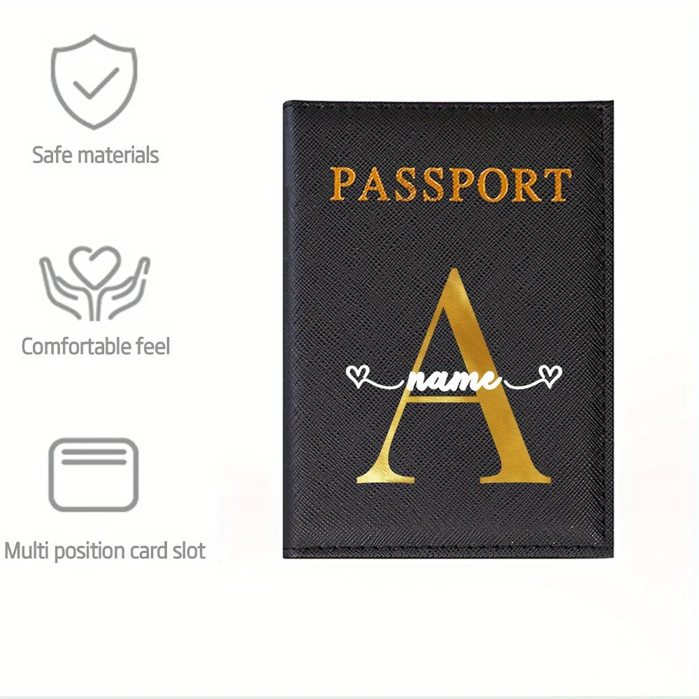 Custom Personalized Name/Initials Passport Holder & ID/BC Case Compatible for RFID Blocking - Elegant Travel Document Wallet