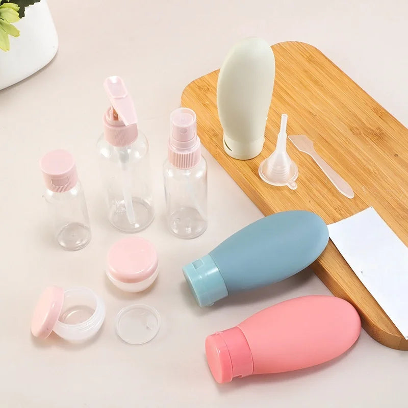 11Pcs Travel Toiletries Containers Set, Conditioner, Lotion – Refillable Mini Skincare Bottles for Airplane & Carry-On