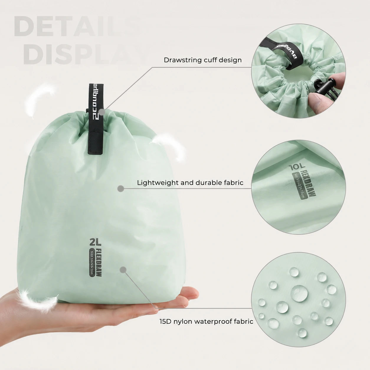 Large Capacity Waterproof Storage Bag for Clothes Travel Organizer Pouch with Multiple Pockets for Outdoor Hiking Camping