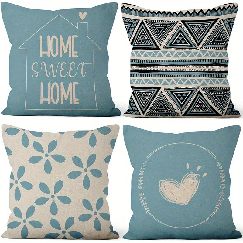 Geometric & Floral Pattern Double-sided Printed pillow cover Short plush Suitable living rooms bedrooms sofa throw cushion cover