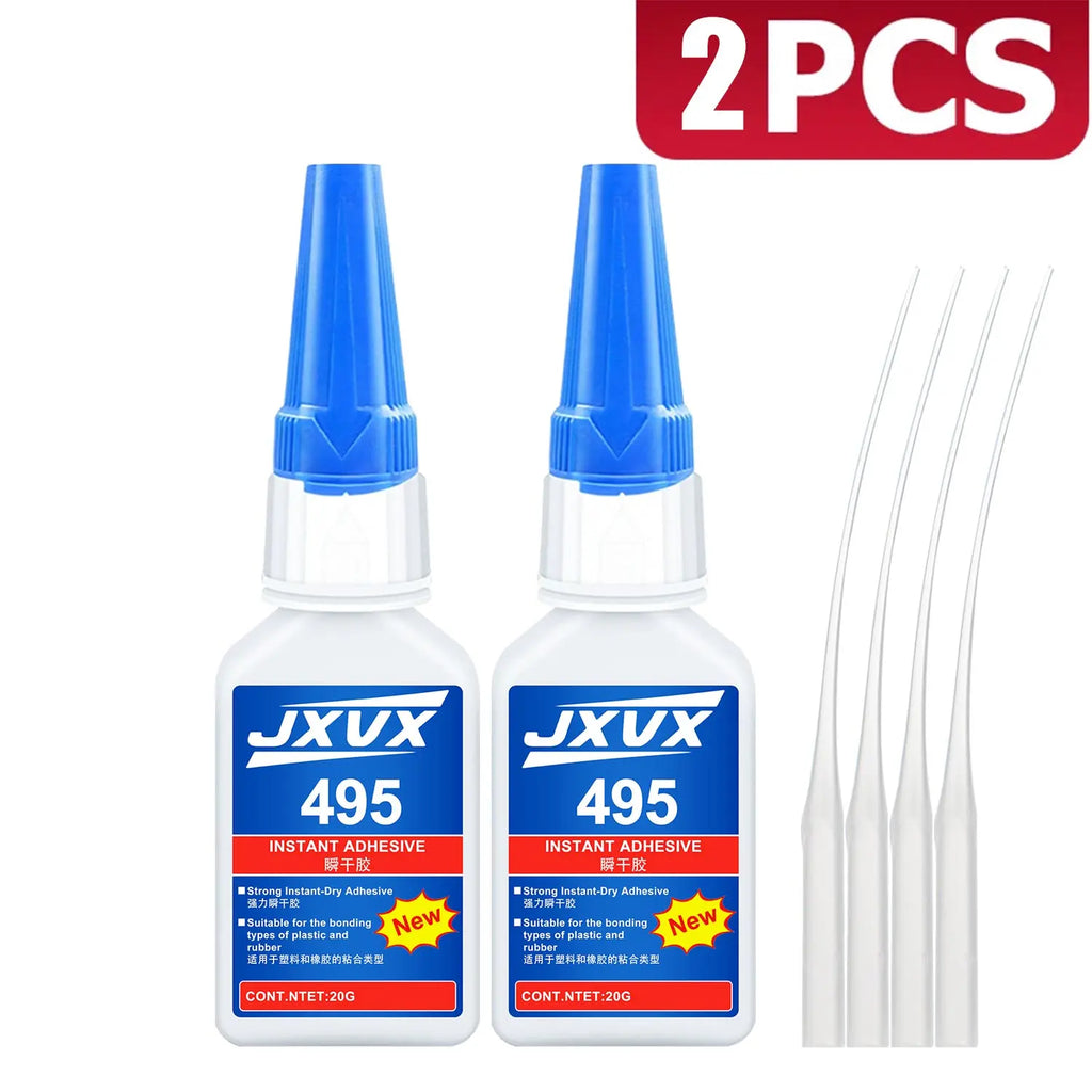 Value Pack High-Tack 495/480 Super Strength Flexible Adhesive Fast-Curing Cyanoacrylate Glue Multi-Purpose Liquid Adhesive for Auto Repair, Rubber, Plastic, and Wood 110ml, 1-5 pcs.