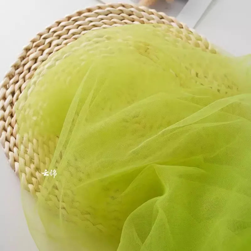 Green Transparent Tulle Fabric By The Meter for Clothing Hanfu Veil Wedding Background Diy Sewing Gauze Cloth Soft Light White