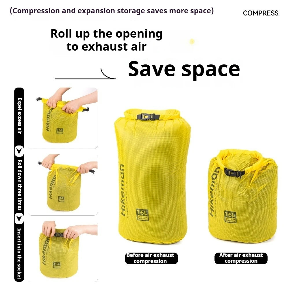 HIKEMAN Ultralight Storage Bag Silicon Coated Waterproof Bag Camping Clothing Stuff Sack Outdoor Compression Bag