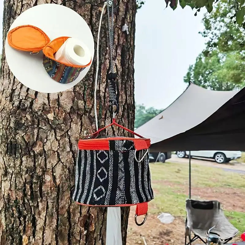 Outdoor Camping Tissue Box, Car And Household Roll Tissue Box, Foldable Ethnic-style Tissue Bag, And Miscellaneous Storage Box.