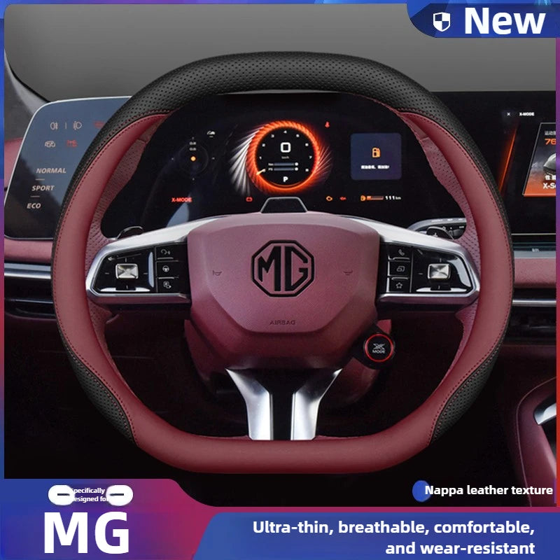 Leather Car Steering Wheel Cover for MG 3 5 One ZX RX5 ZS EHS HS PHEV Luxury Hybrid 2025 2026 Accessories