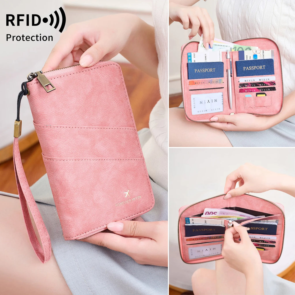 Travel Wallet Passport Credit Card Holder Organizer Cash Holder Document Bag Multifunction Purse Travel Pack Clutch Storage Bag