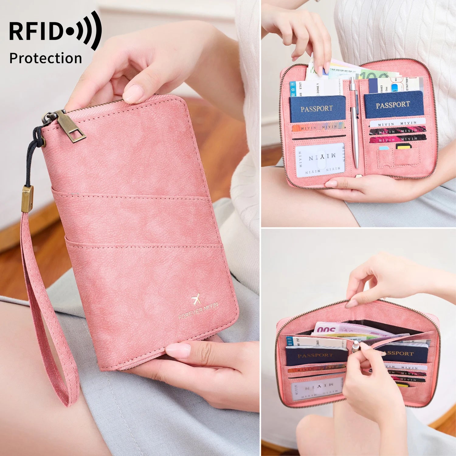 Travel Wallet Passport Credit Card Holder Organizer Cash Holder Document Bag Multifunction Purse Travel Pack Clutch Storage Bag