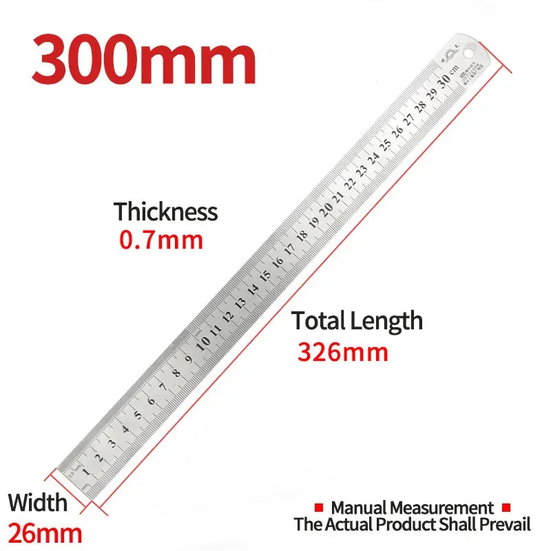 Tyture Straightedge Double Side Scale Metal Ruler High Quality Stainless Steel Woodworking Drawing Measuring Tools 0-15/25/30mm