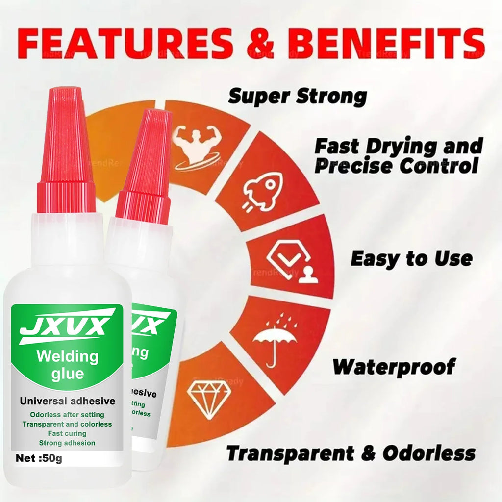 New 50g Super Instant Glue Cyanoacrylate Super Glue 3-5 Seconds Fast Drying Adhesive For Ceramics Wood Metal Plastic Jewelry Crafts Glass, Quick Fixing Tool Waterproof Glue, Super Glue