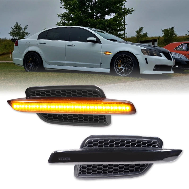 2PCS Car Bumper Side Marker Light Honeycomb For 2008-2009 Pontiac G8 Turn Signal Light/ Parking Lights DRL 12V T10