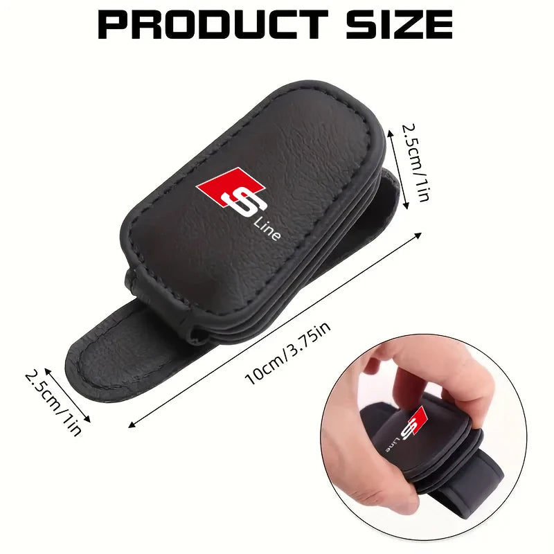 For Audi Sline A4 A3 A6 TT S4 S5 S6 A1 A2 A5 A7 A8 Q1 Q2 Q3 Q4 Q5 Q6 Q7 Q8 B8  Car Sun Visor Glasses Case Holder Sunglasses Clip