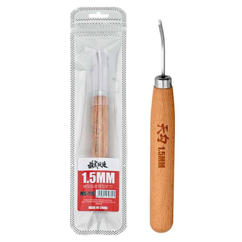 MOSHI MS-110 Curved Shovel Chisel Push-type Broach 1.5-3mm Wooden Handle Push Knife Cutter Hobby Model Making Cutting Tools