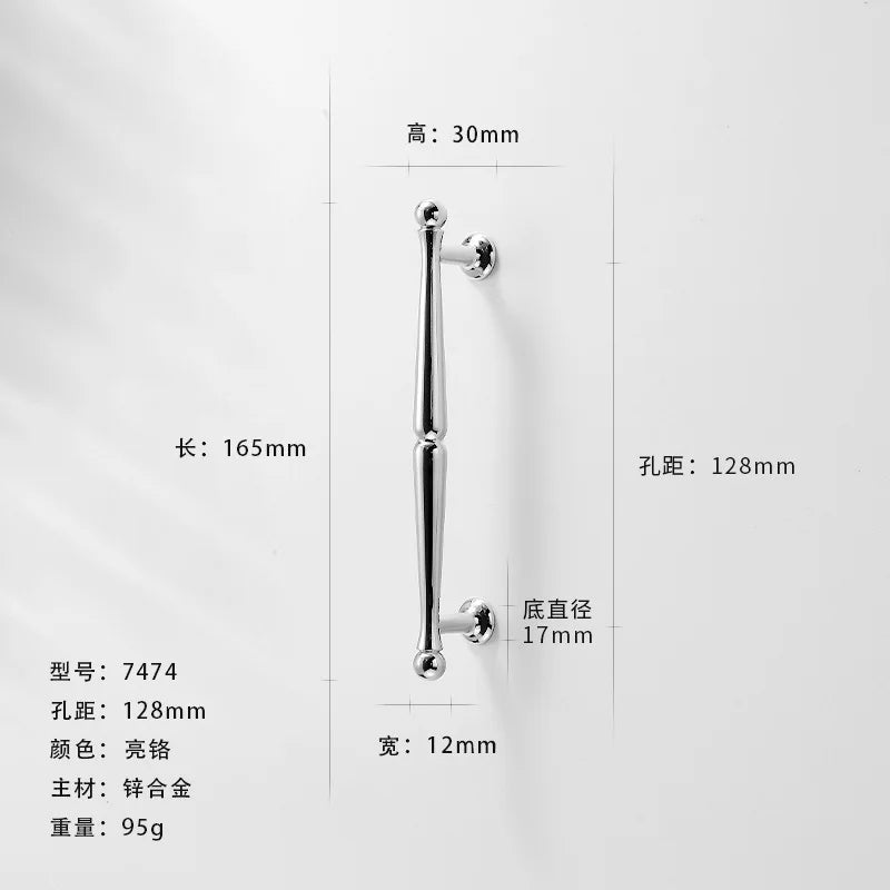 Bright Chrome Silver Wardrobe Door Handle Modern Minimalist Zinc-Alloy Pull for Cabinet Shoe Cabinet  Drawer Furniture Hardware