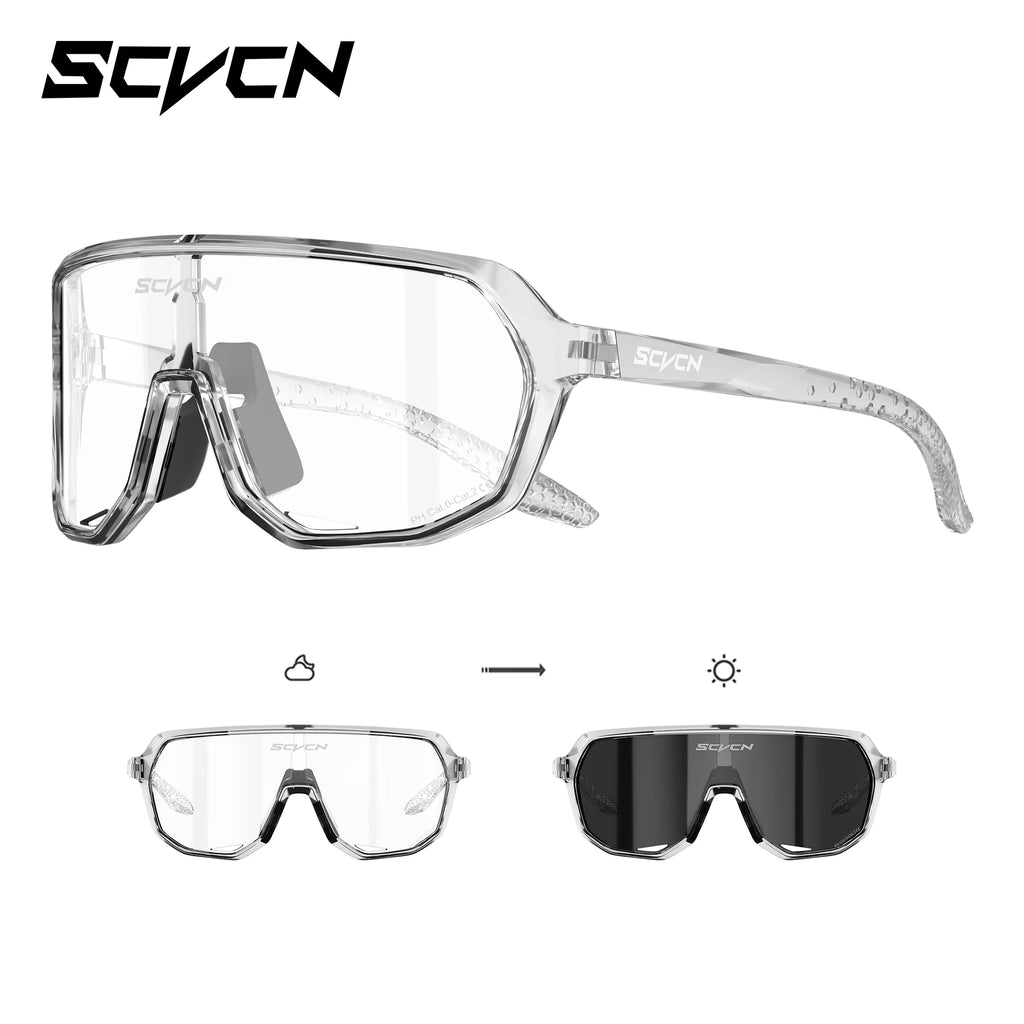 SCVCN HD UV400 Photochromic Hiking Sunglasses Outdoor Sports Stylish Cycling Glasses Running Rock Climbing Driving Sunglasses