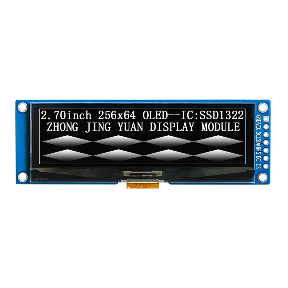 2.7 Inch OLED Monochrome LCD Display Module 256*64 Supports SPI 7Pin SSD1322 DC 3.3V With Pins Soldered / No Pins